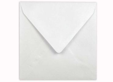 Briefumschlag 16x16cm in metallic-polarweiss, 120g, ohne Fenster, Nassklebung