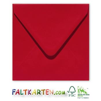 Briefumschlag 16x16cm in weihnachtsrot, 120g, ohne Fenster, Nassklebung