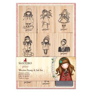 Gorjuss Santoro 8 Holzstempel Set mit Stempelkissen