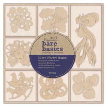 Papermania Burlap "Mixed Wooden Shapes Baby" (45Stk) Holz-Streuteile