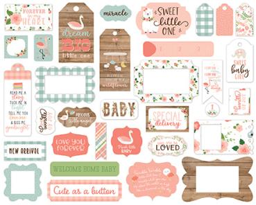 Echo Park "Baby Girl" Ephemera Frames & Tags