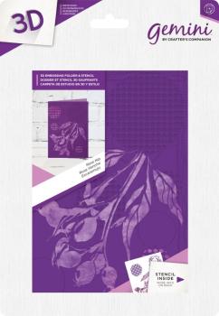 Gemini Rose Hip 3D 5x7 Embossing Folder & Stencil - Prägefolder & Schablone