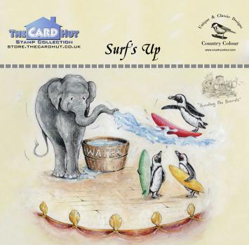 The Card Hut Surf's Up Clear Stamps / Elefant & Pinguin Stempelset (CCTBSU)
