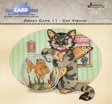 The Card Hut Crazy Cats Cat Fishin'  Clear Stamps / Katze Stempelset (LRCC011)