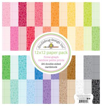 Doodlebug Design Floral-Graph Rainbow 12x12 Inch Paper Pack  - Designpapier 