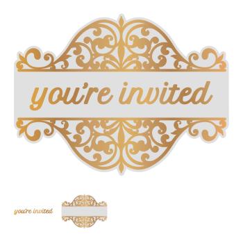 Couture Creations Cut, Foil & Emboss Die "You're Invited Tag"