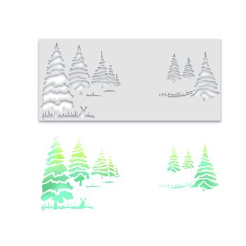 Polkadoodles Stencil Winter Trees Layering - Schablone  (PD8098)