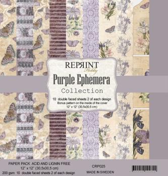 Reprint Purple Ephemera Collection 12x12 Inch Paper Pack 