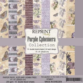 Reprint Purple Ephemera Collection 8x8 Inch Paper Pack 