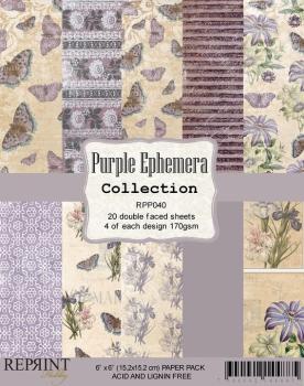 Reprint Purple Ephemera Collection  6x6 Inch Paper Pack