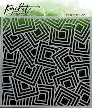 Picket Fence Studios Geo Squares 6x6 Inch Stencil - Schablone
