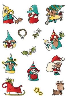 LDRS-Creative Holiday Gnomes Set4x6 Inch Clear Stamps