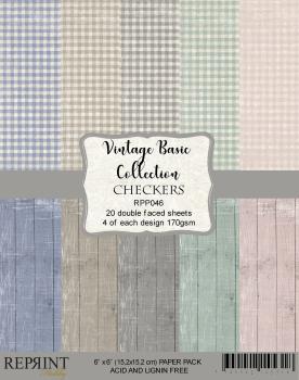 Reprint Checkers Vintage Basic Collection 6x6 Inch Paper Pack