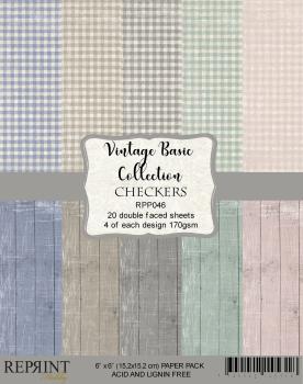 Reprint Checkers Vintage Basic Collection 6x6 Inch Paper Pack