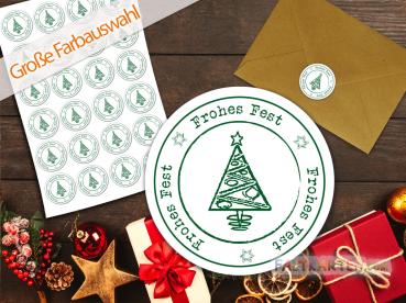 Aufkleber - Sticker 24 Stück "Tannenbaum" 4cm ø Farbauswahl