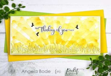 Picket Fence Studios Slim Line Rising Sun 4x10 Inch Stencil - Schablone