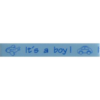 Vaessen Motivband/Text 10mm "It's A Boy - Blau" 6m