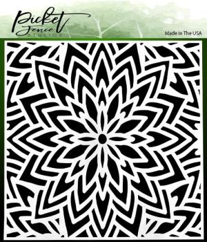 Picket Fence Studios Center Flower 6x6 Inch Stencil - Schablone