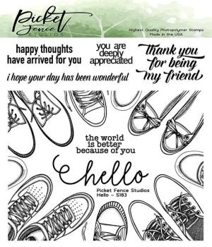 Picket Fence Studios Hello 6x6 Inch Clear Stamps 