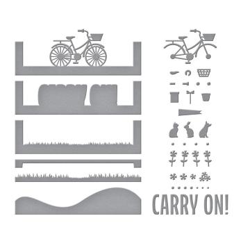Spellbinders Die "Rolling Along Scene Etched" Stanzschablone