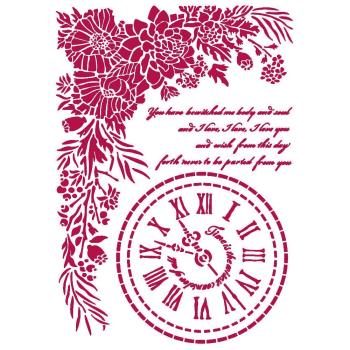 Stamperia Schablone - Stencil "Romantic Journal Clock" A4
