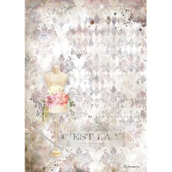 Stamperia "Romantic Threads Pink Mannequin" A4 Decoupage / Decopatch Papier 6 Bögen 