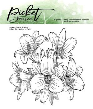 Picket Fence Studios Lilies for Spring 4x4 Inch Clear Stamps (F-149)
