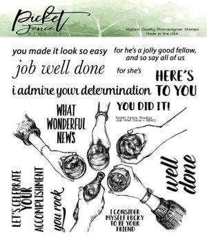Picket Fence Studios Job Well Done 6x6 Inch Clear Stamps 