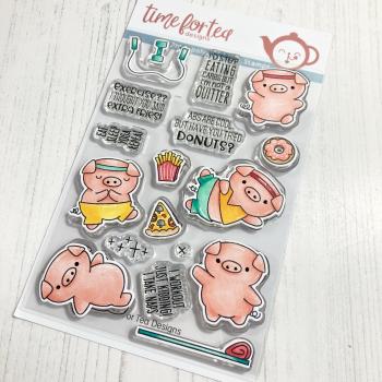 Time For Tea Clear Stamps Workout Pigs A6 