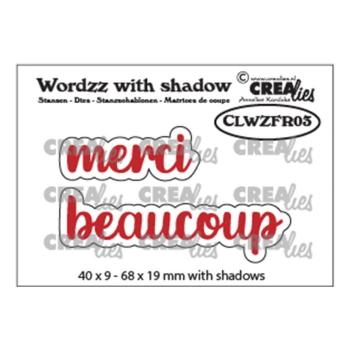 Crealies - Wordzz with shadow dies Merci beaucoup 