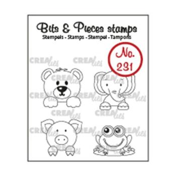 Crealies - Bits - Pieces stamps Mini's: bear, pig, frog, elephant 