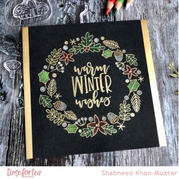 Time For Tea Clear Stamps Winter Wishes Wreath A5 