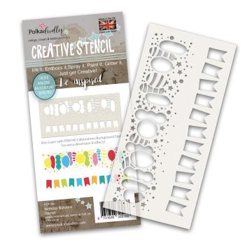 Polkadoodles Stencil Birthday Balloon - Schablone (PD8139)