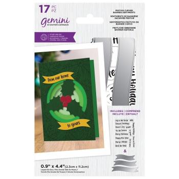 Gemini Festive Curved Banner Sentiments Stamp & Die -Stempel & Stanze - 