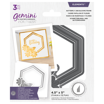 Gemini Foil Stamp ‘N’ Cut Die Elements Butterfly and Blooms Frame - Hotfoil & Stanze - 