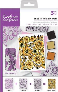 Crafters Companion - Bees in the Border A6 - Clear Stamps Layering - 3D Effekt-Stempel