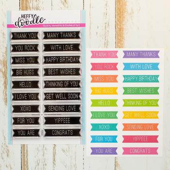 Heffy Doodle Bold Banner Sentiments   Clear Stamps - Stempel 