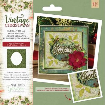 Crafters Companion -Vintage Christmas Elegant Holly Cut & Emboss - Prägefolder