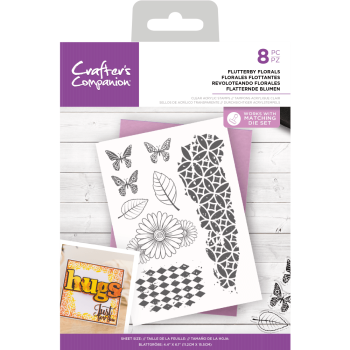 Crafters Companion - Flutterby Florals  - Clear Stamps