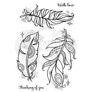 Woodware Set Boho Feathers  Clear Stamps - Stempel 