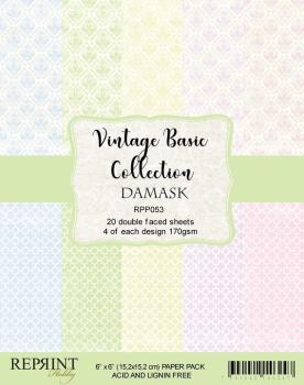 Reprint Vintage Basic Collection Damask 6x6 Inch Paper Pack
