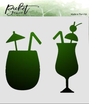 Picket Fence Studios Tropical Drinks 6x6 Inch Stencil - Schablone