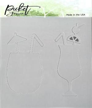 Picket Fence Studios Tropical Drinks 6x6 Inch Stencil - Schablone