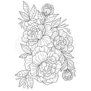 Woodware Camellia Spray Clear Stamps - Stempel 