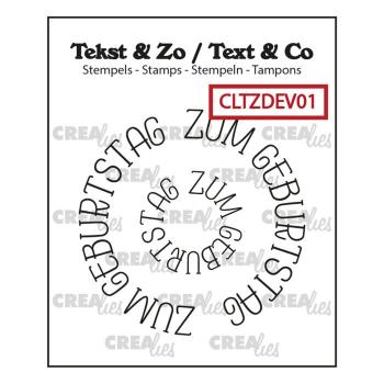 Crealies - Text - Deutscher Textstempel Zum Geburtstag Kreis 