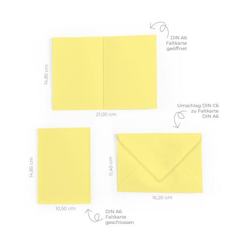 Faltkarte DIN A6 mit Briefumschlag DIN C6 in gelb