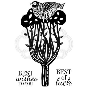 Woodware Set Lino Cut - Perching Bird Clear Stamps - Stempel 