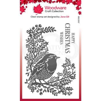 Woodware Robin and Holly  Clear Stamps - Stempel 