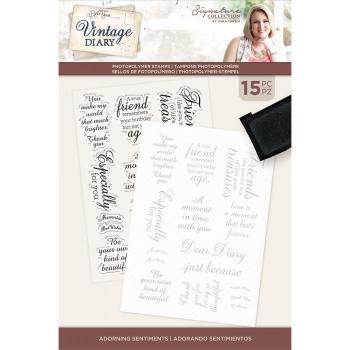 Crafters Companion - Vintage Diary Adorning Sentiments - Clear Stamps