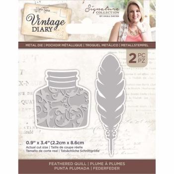 Crafters Companion - Vintage Diary Feathered Quill Dies - Stanze